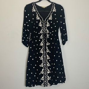 Mimi & Daphne Boho black white embroidered Dress M